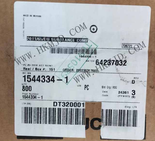 【TE泰科】汽車連接器 1544334-1 2 位置 體座 連接器 公型，接片 黑色 0.315