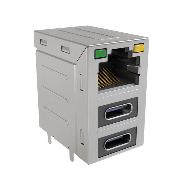 安費(fèi)諾模塊化連接器 RJE36188344CH 堆疊 RJ45，2 個 USB Type C，帶 LED G/Y